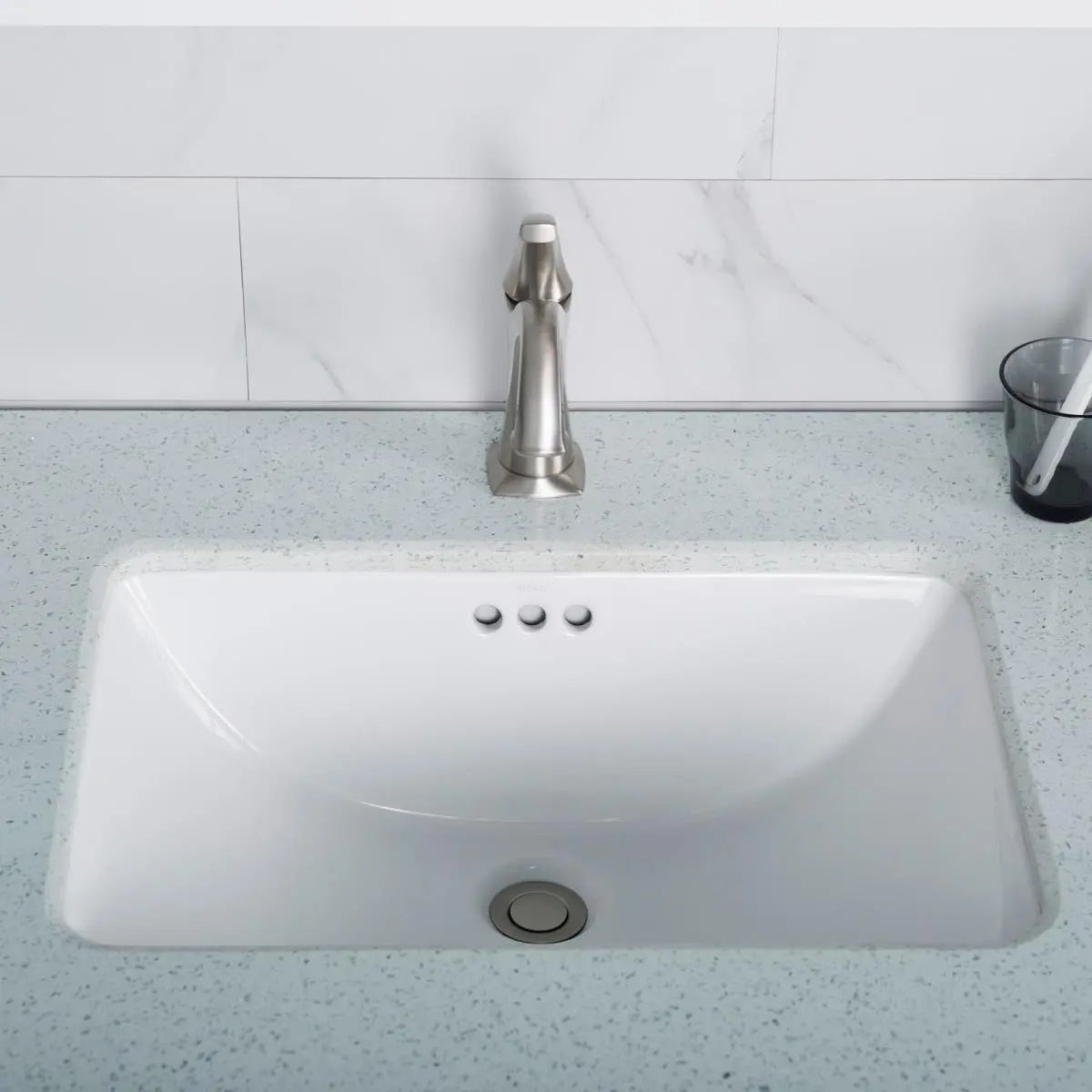 212 MAIN 21 in. Elavo Rectangular Undermount Porcelain Ceramic Bathroom Sink with Overflow, Easy Clean High-Gloss White - Pack of 2