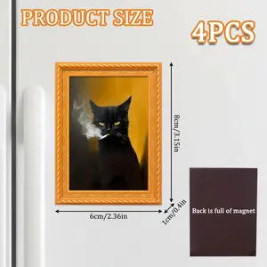 Cute Cat Refrigerator Magnets, 1/2 Counts Black and White Cat Design with Pink Accents, Durable Bamboo Lighted Christmas Rose Dome Gift kitchen home office decor