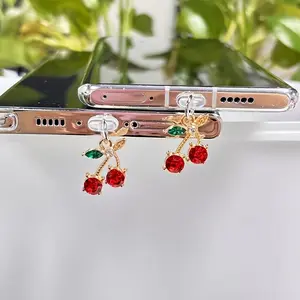 Cute Cherry Design Phone Dust Plug, Fashionable Phone Charging Port Dust Plug, Cell Phone Charm, Phone Accessories for iPhone & Type-C, Smartphone, Cellphone, Phone Decoration