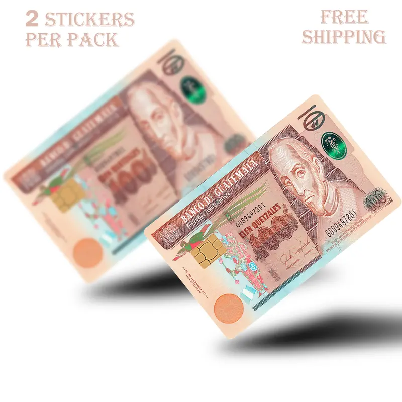 todos los Quetzales 2PC Holographic Credit Card Skin & Debit Card, Trolley & Gym Stickers for Small Chip