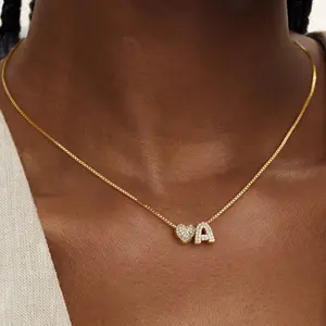 Turandoss Tiny Heart Initial Necklace – 14K Gold Plated A-Z Letter Pendant, Dainty Personalized Name Necklace, Hypoallergenic Jewelry for Women & Girls, Birthday & Valentine’s Day Gift Mother's Day Gift