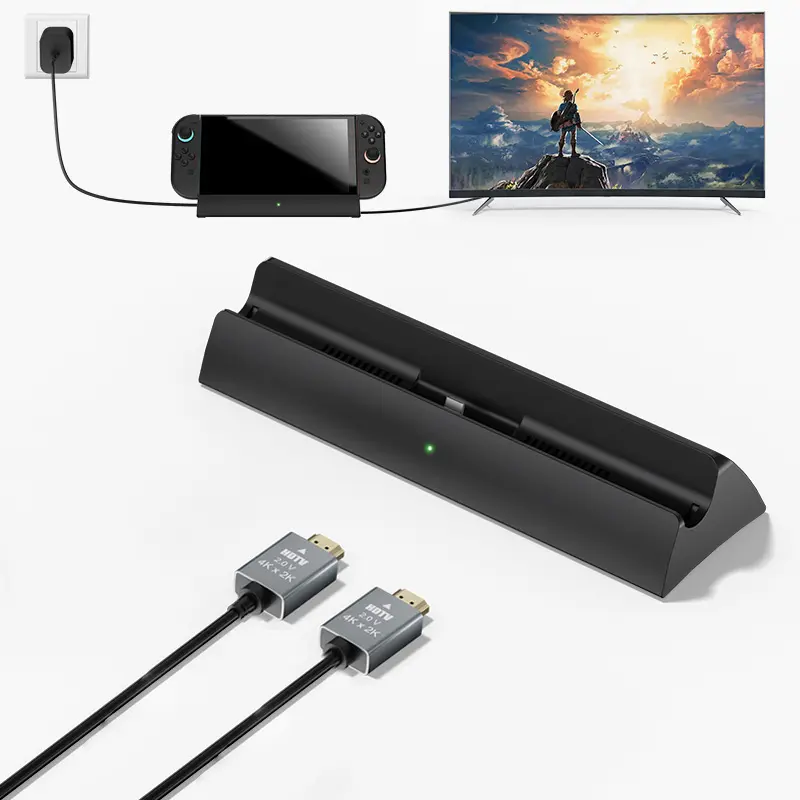 RUNTOGOL 2026 Switch 2 TV Docking Station with dock 4K @120HZ, USB 3.0 Port, USB-C Port and Included HDMI Cable - Game Charger Stand Kit ,for Console Gaming Accessories