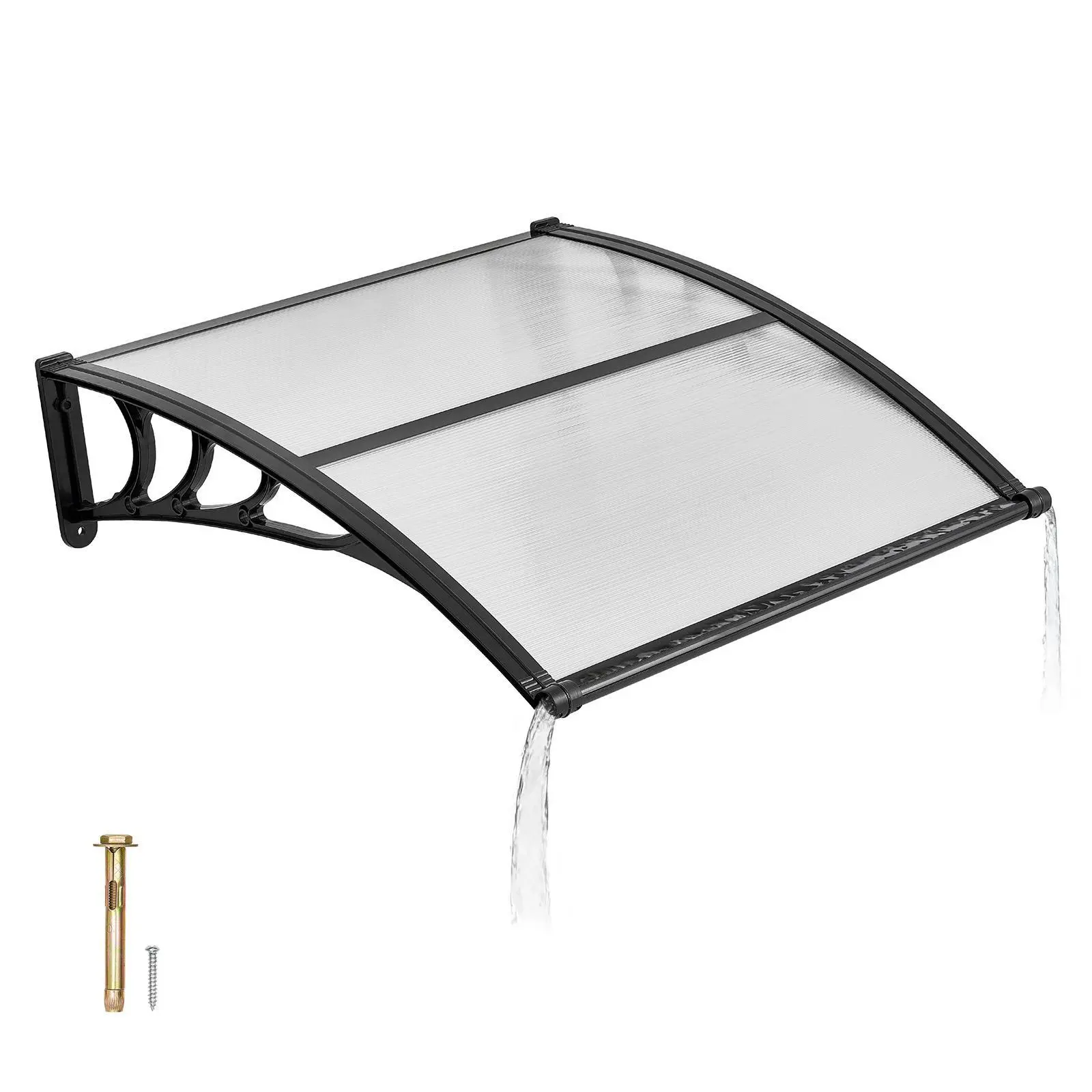 【Backtoschool】VEVOR Awnings for Door Entrance, Exterior Front Door Window Awnings with Drainage & ABS Bracket, Rain Snow Sun Protection, Overhang Polycarbonate Door Canopy for Porch Patio, Clear