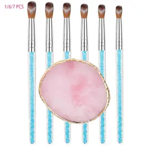 🎀 Professional Acrylic Nail Brush Set, Including 1 Blue Resin Palette and 6 Nail Brushes in Multiple Sizes, Suitable for Acrylic Nail Art, Ideal for Home Salon Professionals and Beginners, Nail Art Tools