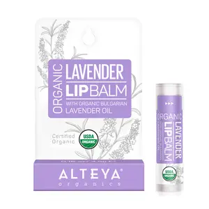 Alteya Organics Soothing Lavender Lip Balm - USDA Organic, Plant-Based Formula with Sweet Almond Oil & Shea Butter for Soft, Hydrated Lips
