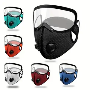 Reusable Face Protective Mask with Exhalation Valve, 1 Count Removable Face Mask, Transparent Visible Removable Eye Mask, Suitable for Women Men, Respirator Mask, Safety, Modern, Black