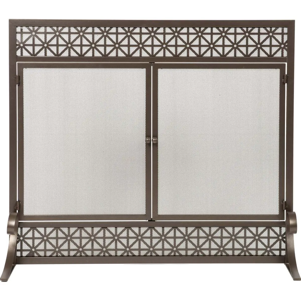 Dagan AHS540 Black Steel Filigree Design Panel Screen with Front Frame, Open Front Doors, Easy Fireplace Access, 39X34 In Fireplace Space Optimizer