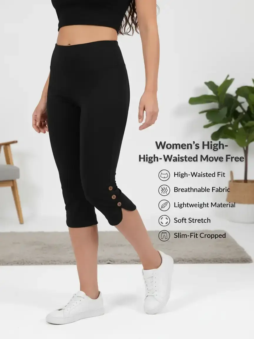 Women's High-Waisted Breathable Lightweight Capri Leggings, Soft Stretch Fabric, Slim-Fit Cropped Bottoms for Workout,   slim-fitting  Casual Wear ，  Suitable  gym woman  ，High  waist sport sohochic Day Everyday Pants Smooth Top Womenswear