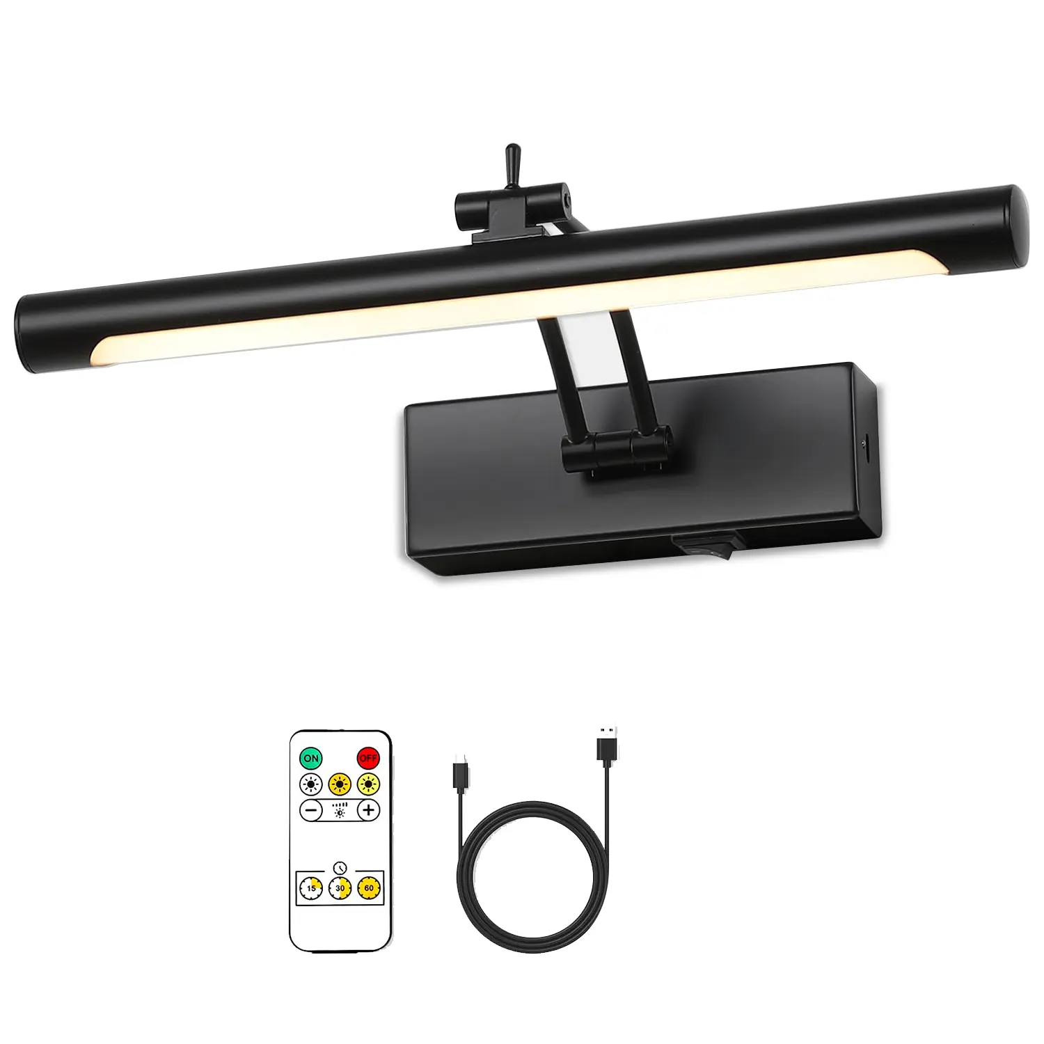 Wireless Picture Light for Wall Battery Powered Picture Light with Remote and Timer,12in Gallery Lights Black 3CCT Rechargeable Art Light Adjustable LED Display Lighting