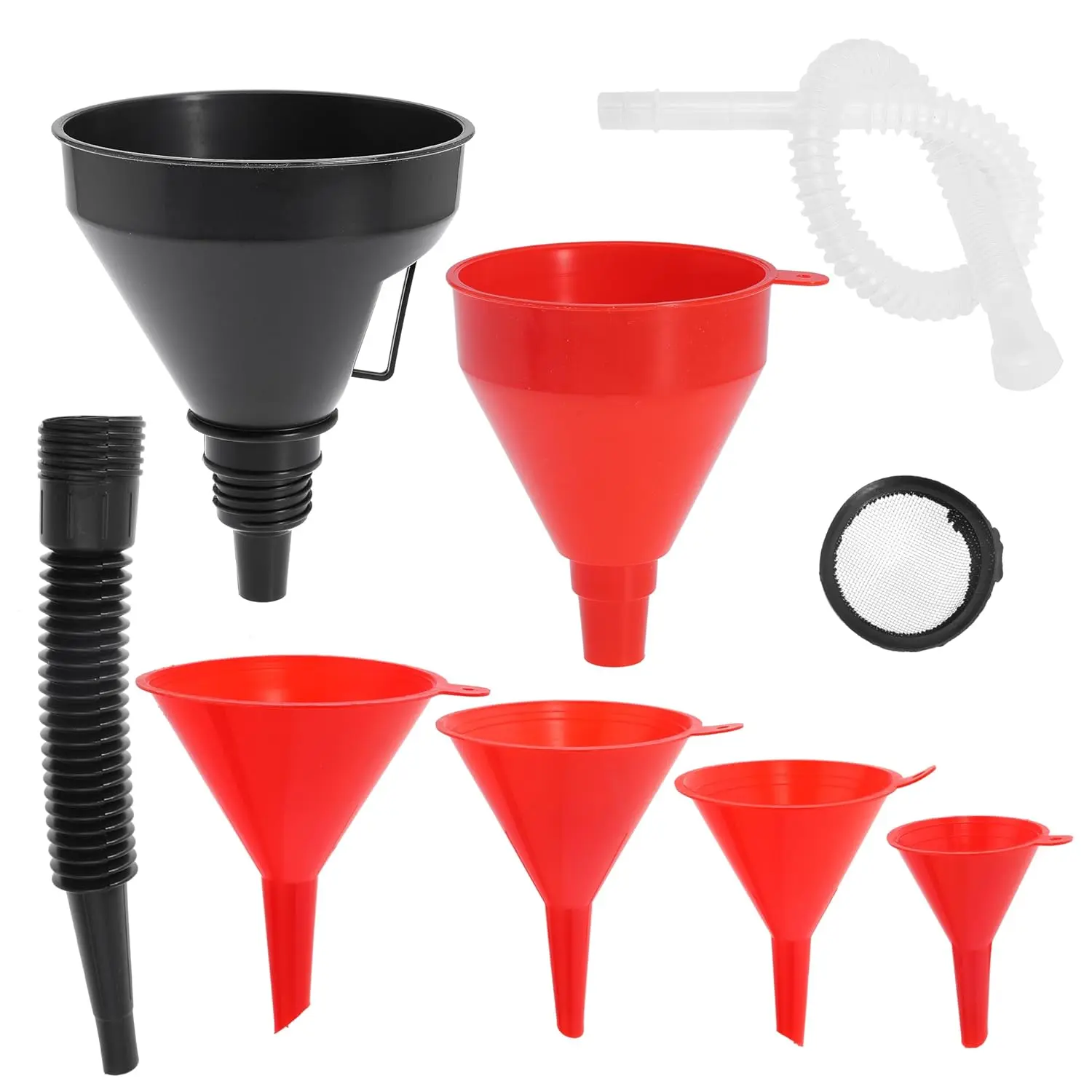 6 Pcs Oil Fuel Funnel Set, Coolant Funnel Kit, Oil Funnel, Gasoline Fuel Funnel, Flexible Plastic Funnel Set, Universal Auto Gasoline Fuel Funnel with Detachable Hose - Home Improvement.