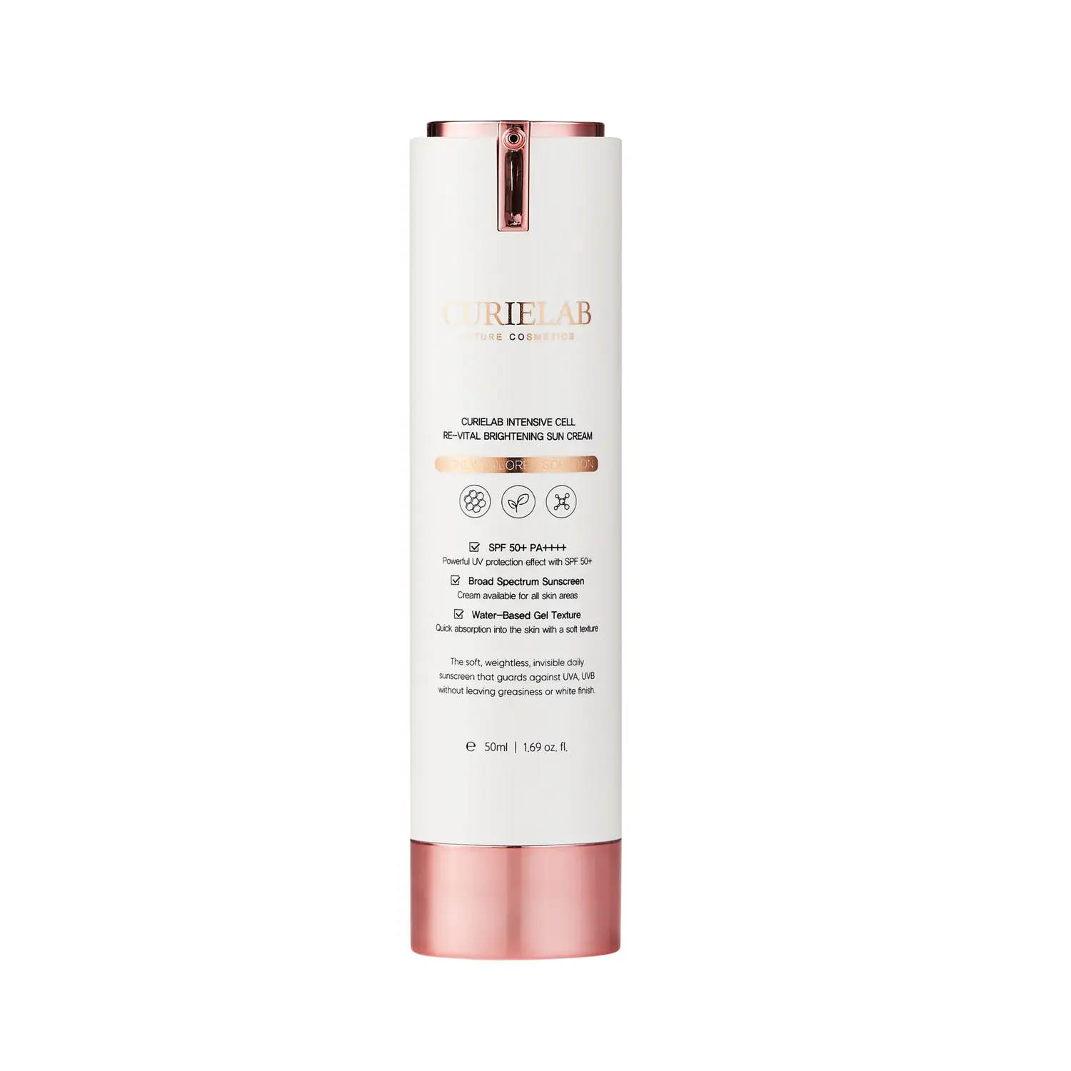 Curielab Intensive Brightening Sun Cream SPF50+, PA+++ (50 ml) - Human Stem Cell Conditioned Media, Instant Tone-Up Effect Facial Gel