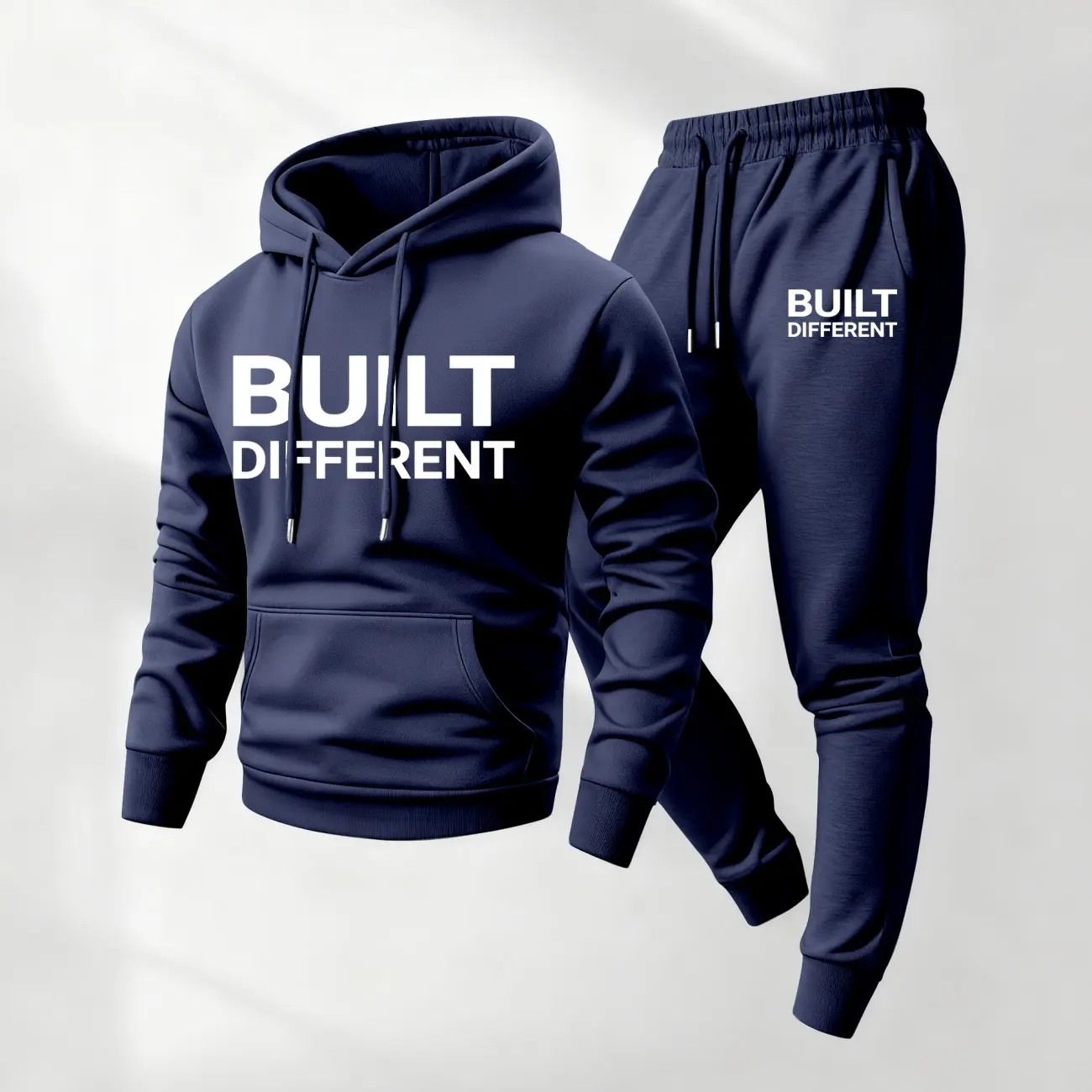 Men's 2-Piece 'Built Different' Graphic Sweatset - Casual Loose-Fitting Polyester Hoodie & Sweatpants Set for Gym, Mensfashion Athleisure Wear, Men's 2 Piece Sets, Casual Fit, 3Xl, Hoodie/Jumper, Long, Machine Washable, Male, Long Sleeve, Baggy Gym Fits,,