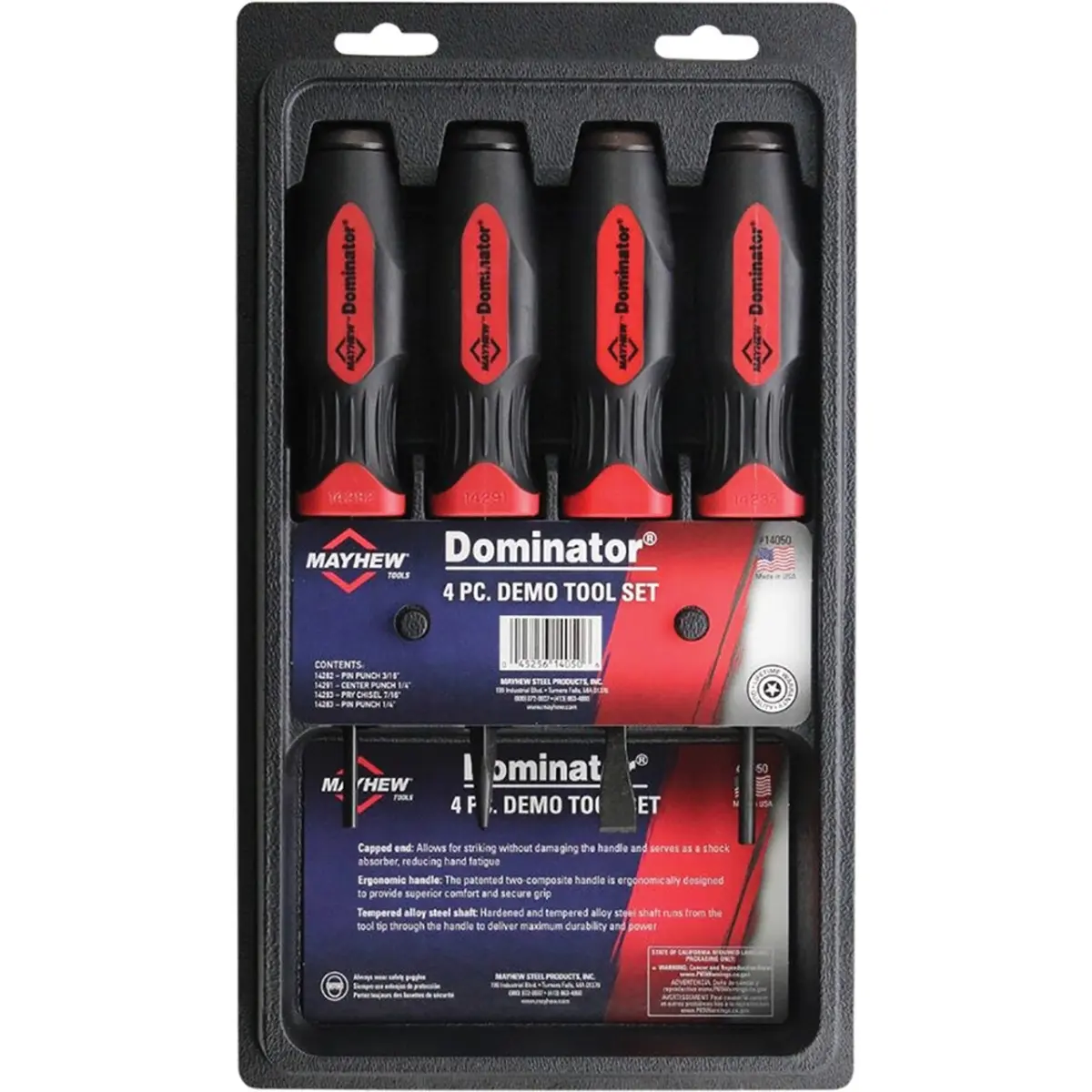 Mayhew Steel Products MH14050 4-Piece Alloy Steel Demo Tool Set - Shock Absorber, Ergonomically Designed Handle for Automotive Repair, Cutting