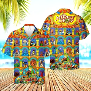 The Muppet Show Hawaiian Shirt – Funny 80s 90s Cartoon TV Style Button-Up, Retro Movie Vacation Shirt for Fans
