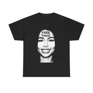 Vintage Free Thug Graphic T-shirt, 100% cotton. Unisex crewneck, short sleeves, casual retro streetwear.