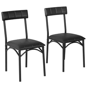 【GARVEE】Dining Chairs Set of 2, Upholstered Dining Chairs with Back, PU Leather Kitchen Dining Chair, Classic Black Chairs for Kitchen, Apartment, Living Room, Comfortable Seat, Easy Assembly