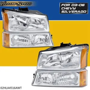 Fit For 2003-2006 Chevy Silverado Avalance 1500 2500 3500 Chrome Headlights