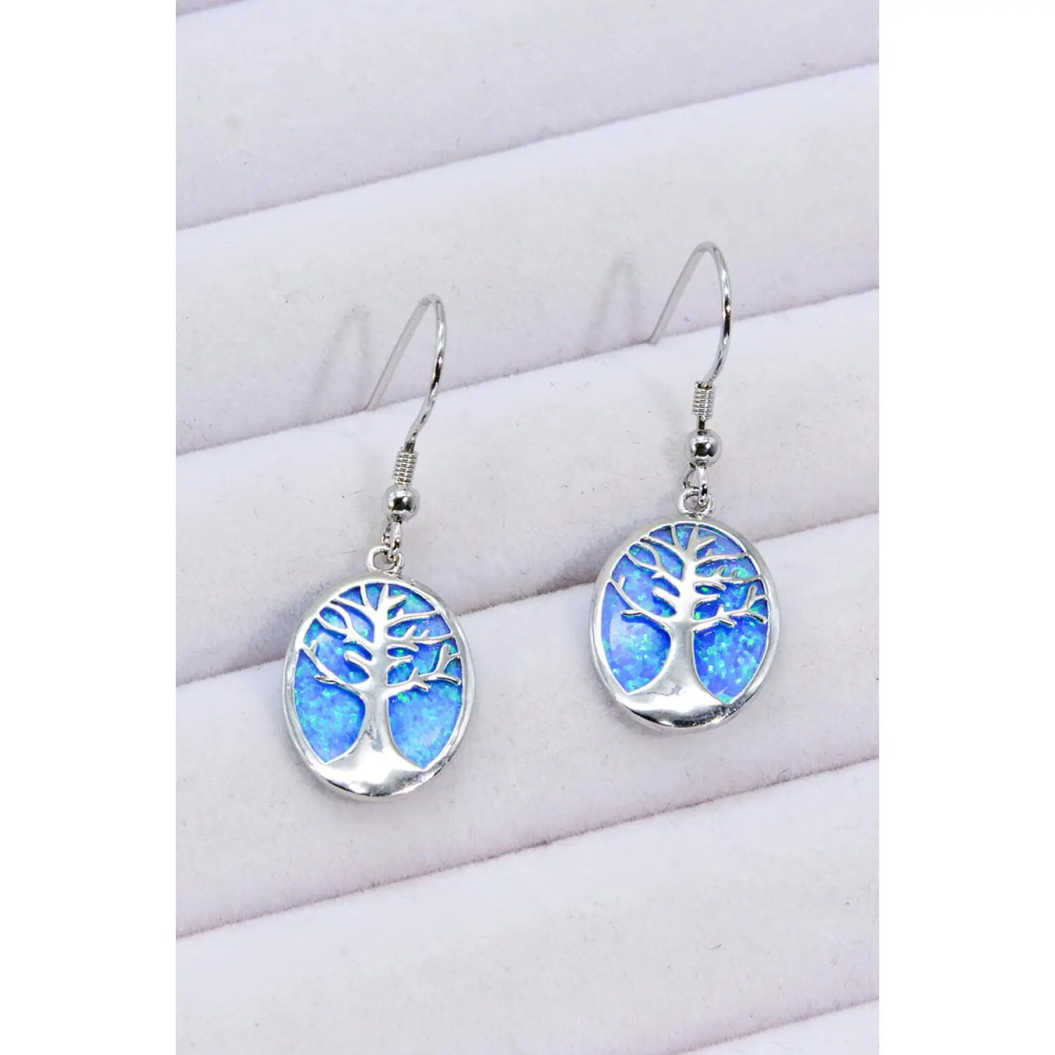 Opal Blue Platinum-Plated Drop Earrings