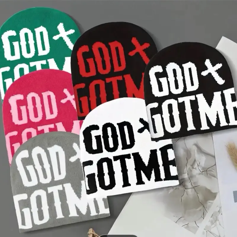 Christian Faith-Based Beanie Hats with GOD & Cross Design Bold GOD GOTME Lettering Lightweight Warm Winter Knit Caps for Men Women Unisex Church Apparel Christmas Gifts Multi-Color Options Stretchy Fit Hand Wash or Dry Clean Trendy