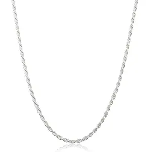 Rope Diamond Cut Chain Necklace .925 Sterling Silver