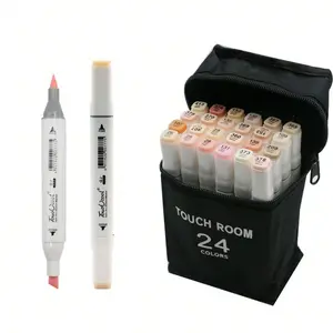 24 Colors Dual Tip Alcohol-Based Skin Tone & Hair Art Markers Set for Illustration Manga Portrait Drawing Professional Artist Dual Tip Pens