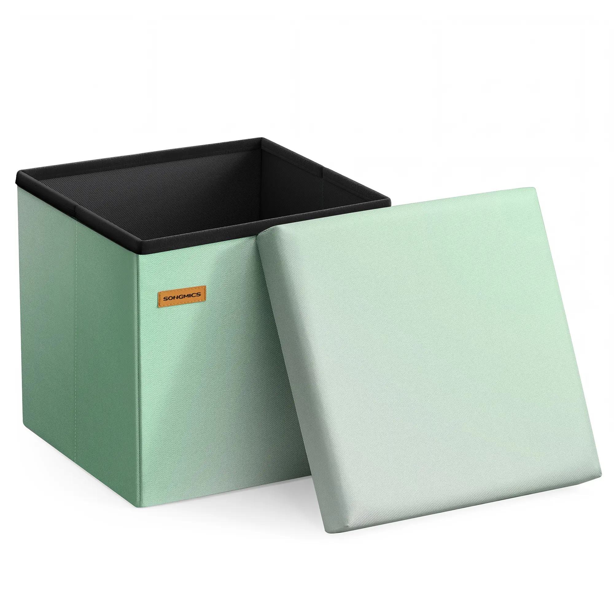 SONGMICS Folding Storage Ottoman Bench, Linen Fabric, Storage Chest, Foot Rest Stool, Holds up to 286.6 lb, Bedroom Bench