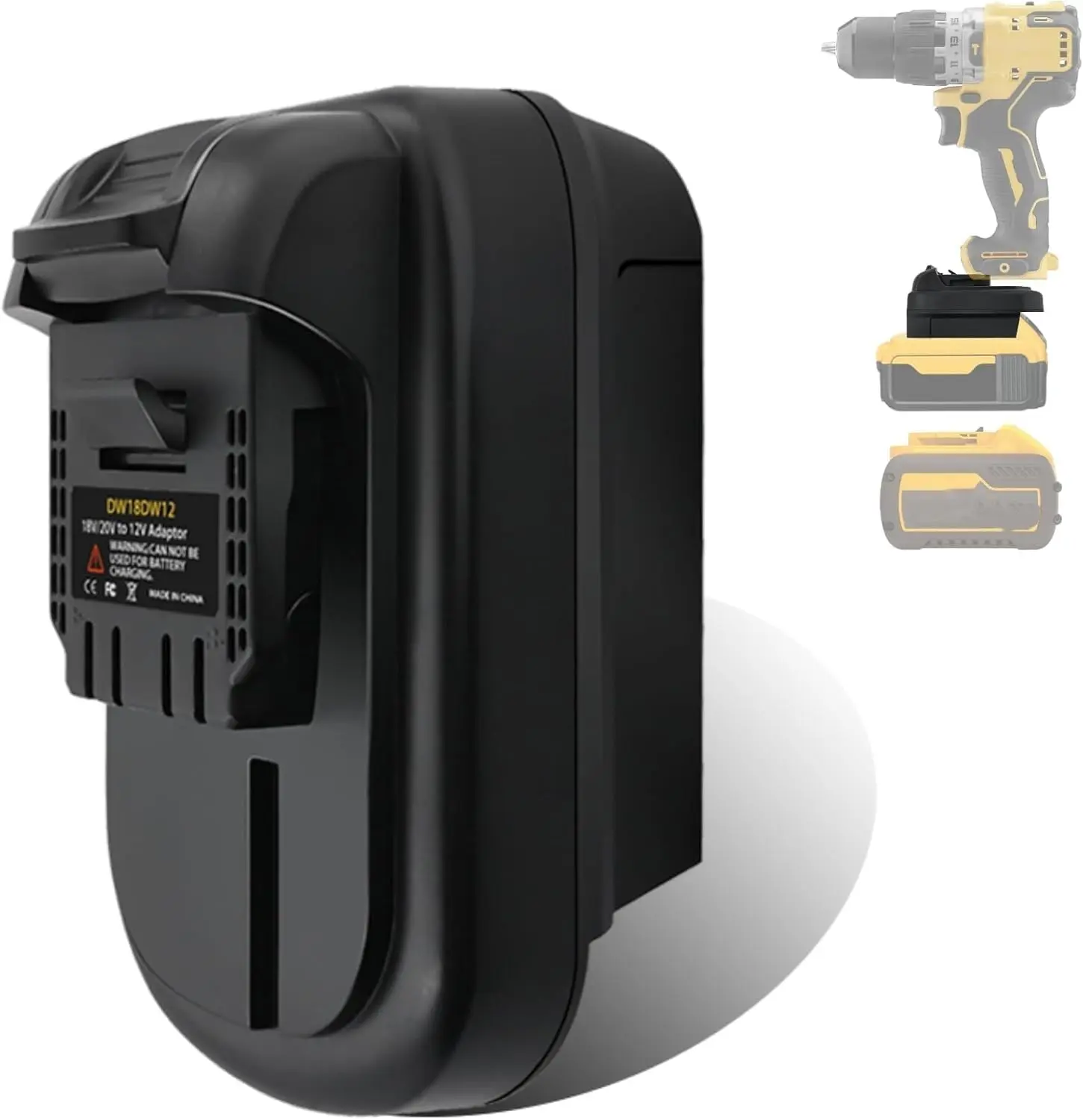 Convert for DeWalt 20V Battery Adapter to 12V, Convert for DeWat 20V 60V Battery Batery Replacement, Work for DeWalt 12V Cordless Tools Below 240W (Only DM18DW12 Adapter Included)