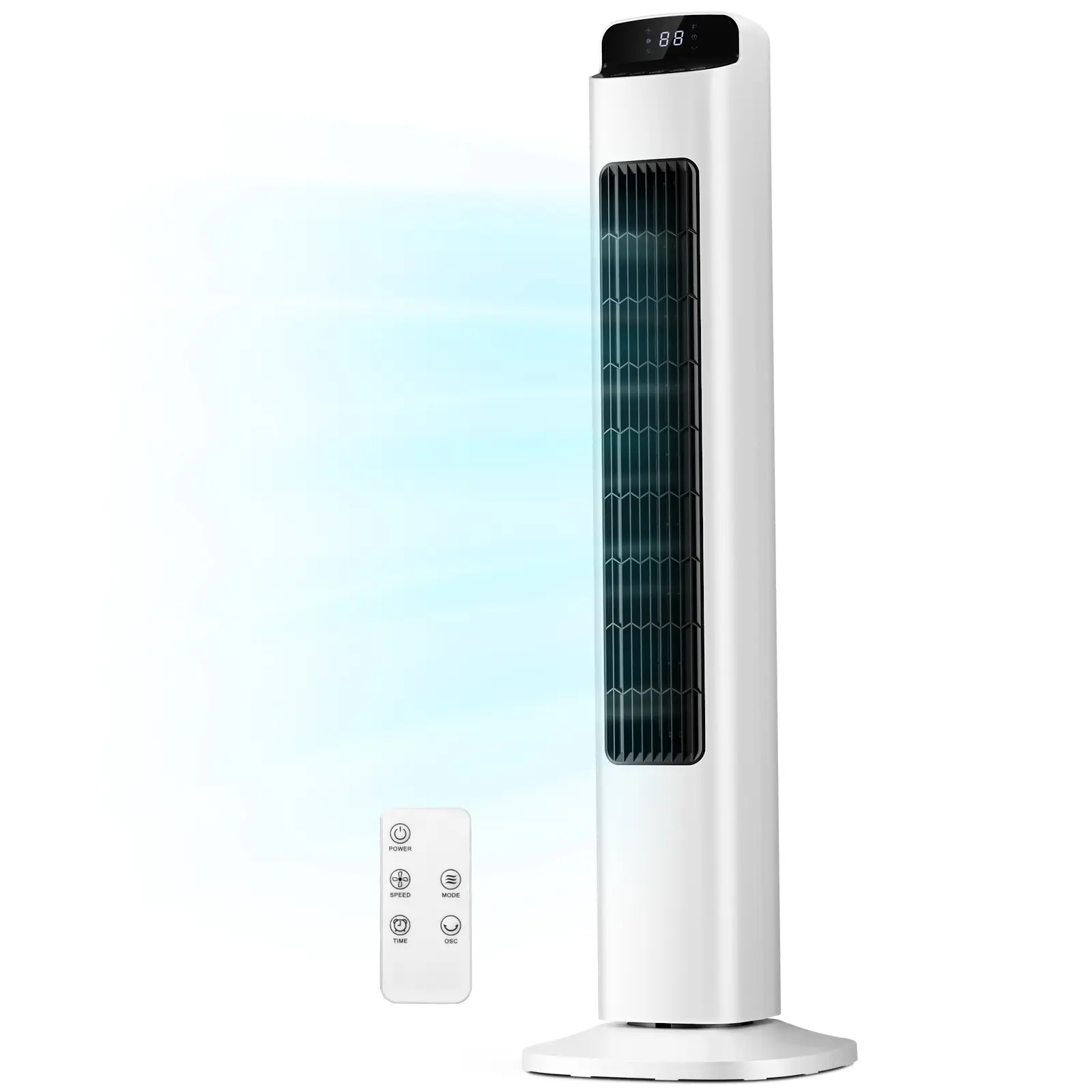 【Not Air Conditioner】Antarctic Star Portable Tower Fan - 80° Oscillating Bladeless Fan with Remote Control, 5 Speed Settings & 3 Modes, Room Temperature Display, Low Noise Design for Bedroom & Living Room #Summervibes