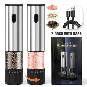 Smart Electric Mill, Stainless Steel Build, 5-Level Settings, USB-C Fast Charge, Easy Clean, One-Hand, Blue Light