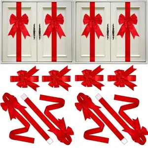 4/8pcs Easter Cabinet Door Fringe Decoration Set Red Large Bow Wreath 79x2.4 Inches Polyester Material Perfect Easter Gift Versatile Decor for Home Kitchen Party Furniture