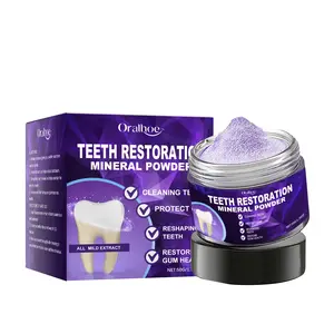 Oralhoe Purple Whitening Tooth Powder - Contains Hydroxyapatite, Removes Surface Stains, Whitens and Cleans, Strengthens Enamel, Long-Lasting Fresh Breath - Suitable for Daily Oral Care Toothpaste Sensitive Gentle Brightening