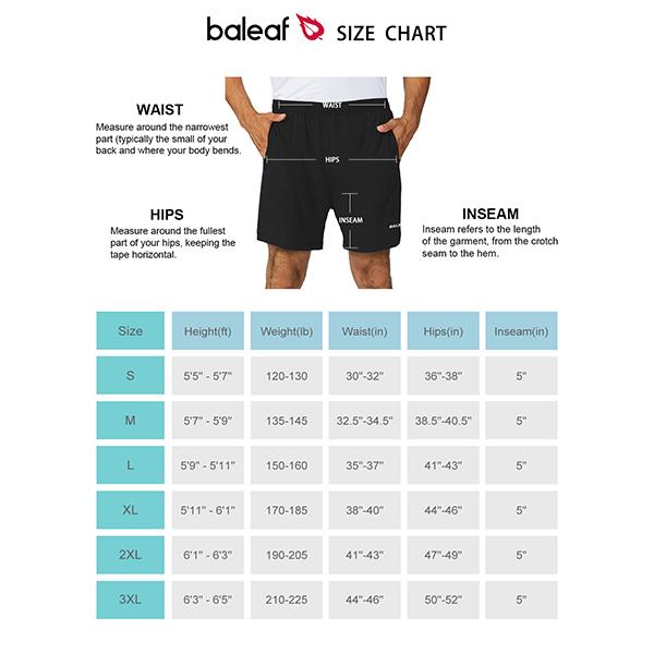 baleaf Men's 5" Running Athletic Shorts with Zipper Pocket for Workout Gym Sports Activewear Lightweight Quick-Dry Fabric