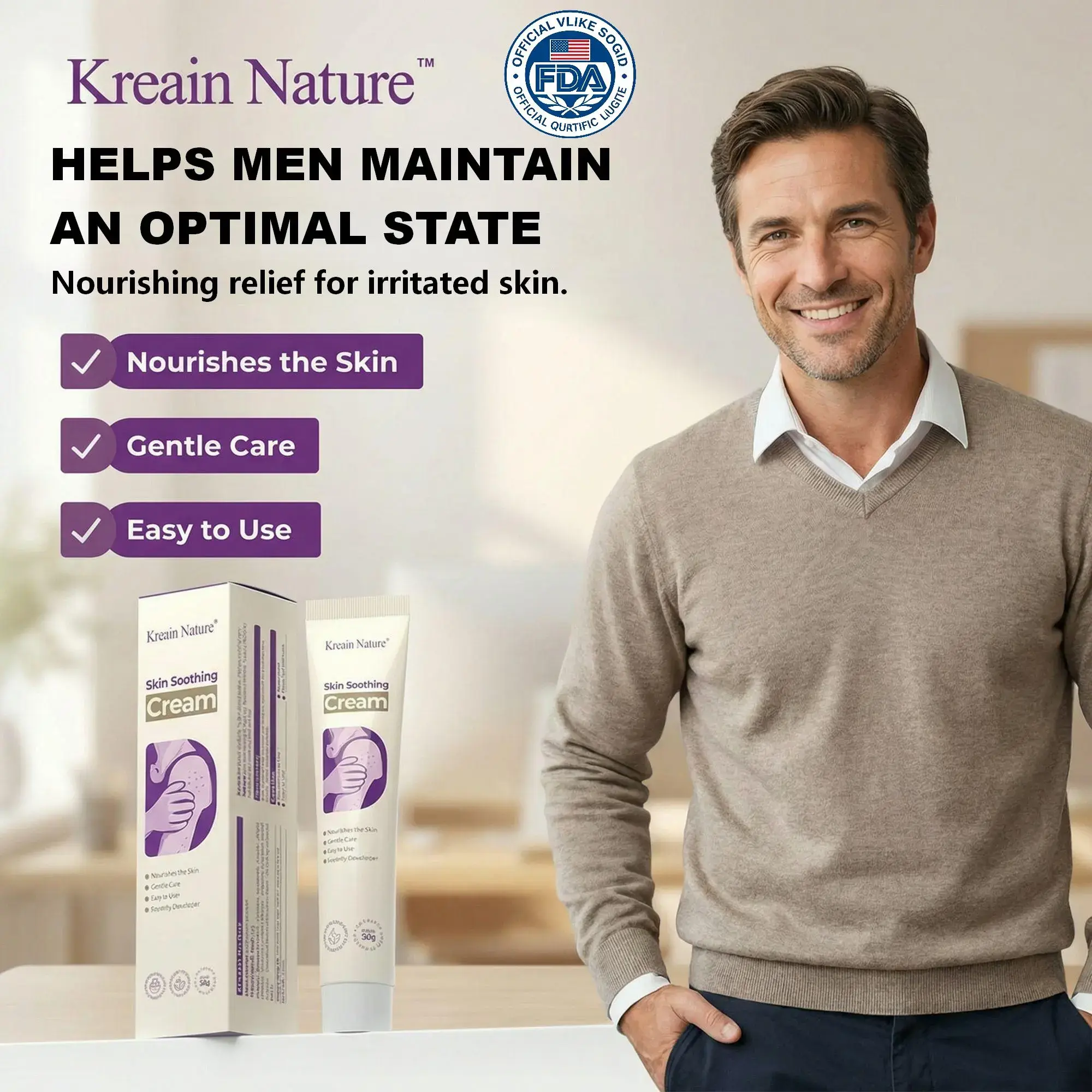 Kreain Nature Skin Soothing Eczema Relief Cream with Chrysanthellum & Centella Asiatica - Full Body Repair Treatment for Dry, Itchy, Redness-Prone Skin (20g), Musselextract.centella Asiaticaextract, Skin Soothing Cream
