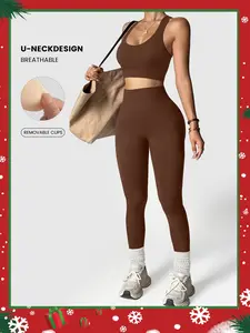 Women's Two-Piece Gym Stretchable Activewear, Tank Top & High-Waisted Tight Pants, Ideal for Gyms and Yoga, Sporty Casual Wear
