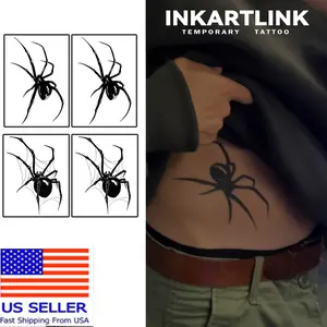 INKARTLINK Magic Tattoo 4 Sheets, Waterproof, Semi-permanent, Long-lasting, Temporary, Simple Fake Tattoo Stickers, Mini Pattern Tattoos, Finger , Party , Art ， Spider