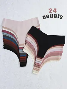 Women's Breathable Low Waist Thongs, All-Season Fitted Underwear Set, Sexy V-Shape Pull-Up Design, Seamless Ice Silk Thin Triangle Panties
