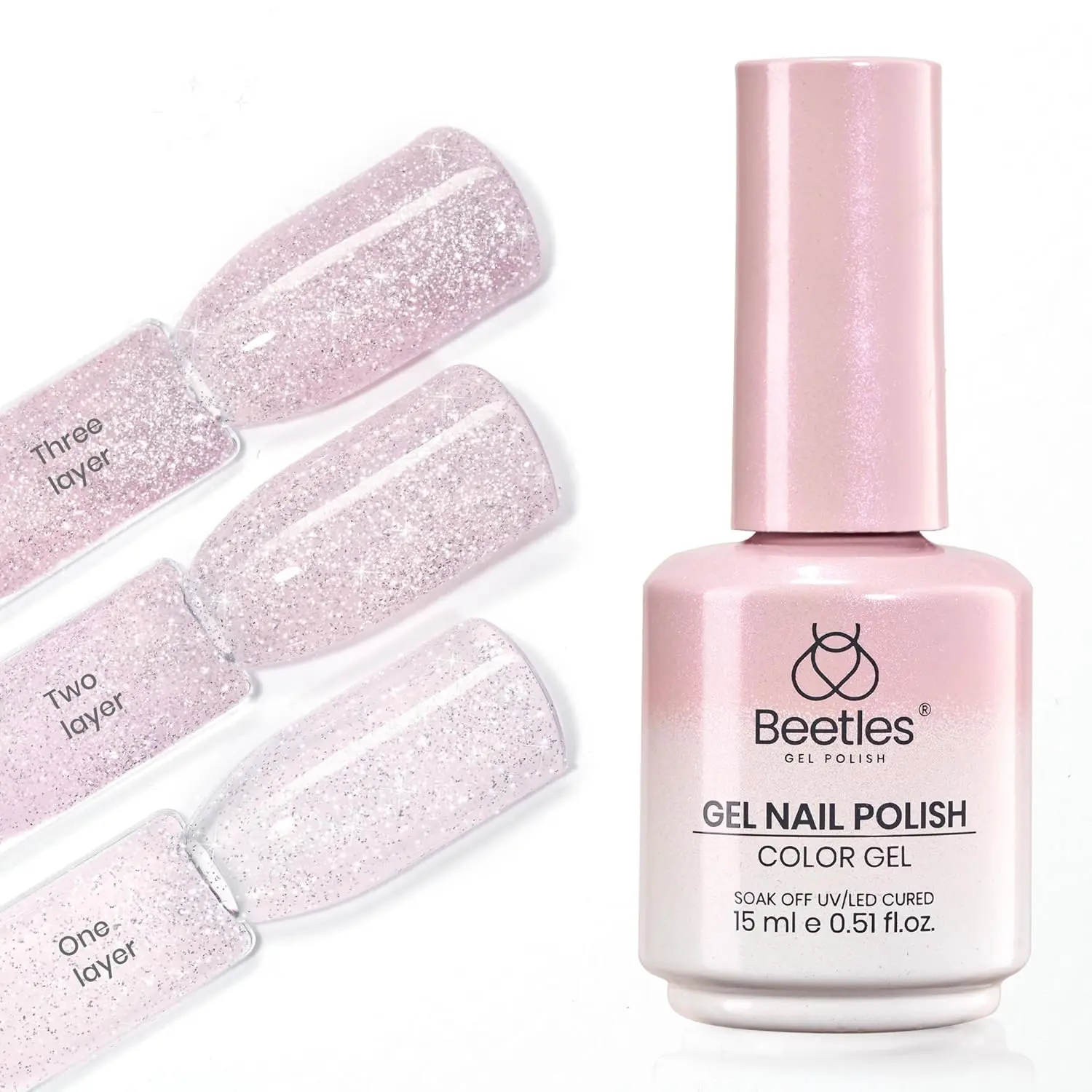 Beetles Gel Nail Polish - 15ML Pink Nude Brown White Red Blue Natural Glitter Gel Polish Soak Off UV French Nail Art Salon DIY Manicure Colorful Bottle Gift for Women, Nail Care, Gloss