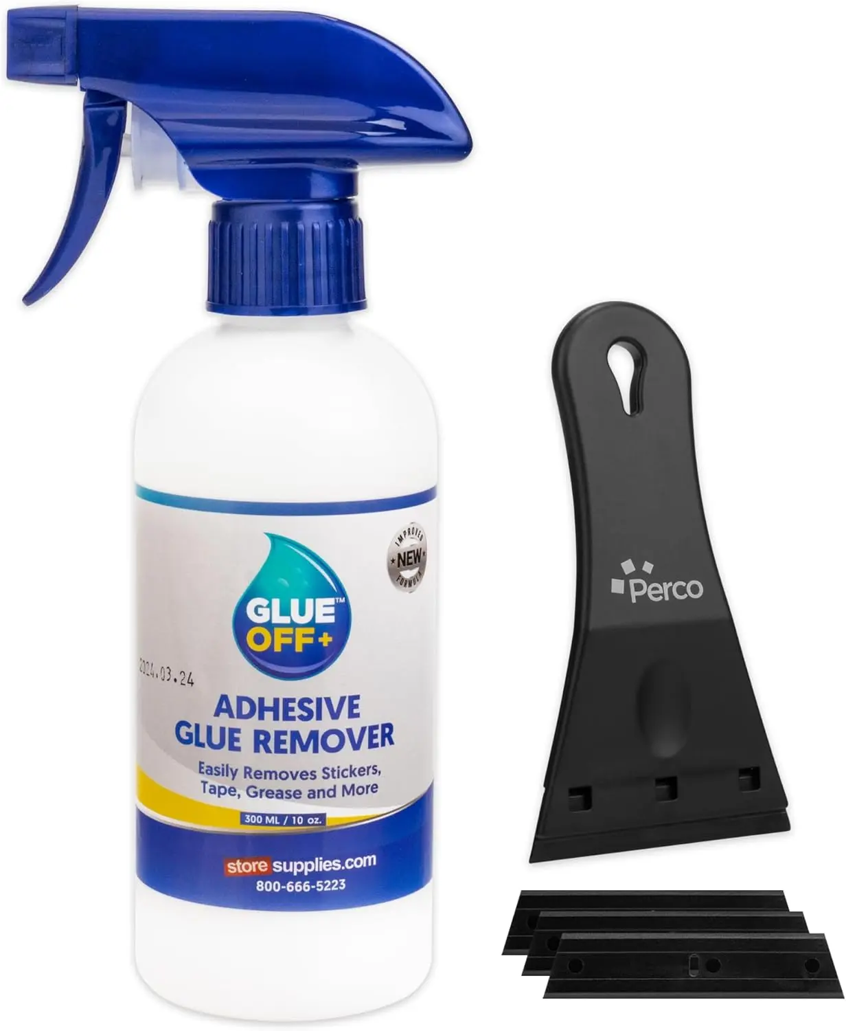 Perco Reliable Adhesive Remover Spray Kit - 10 fl oz with Scrapers & Plastic Tools, Effortless Clean Label Removal, Streamlines Labeling Tasks for Car Sticker Residue (Tools & Hardware, Adhesives Tapes & Sealers)