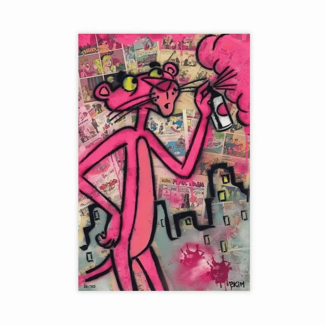 Modern Poster Graffiti Art Pink Panther Canvas Painting Colourful Posters And Prints Wall Art Living Room Home Decor Abstract Shapes Wall Art