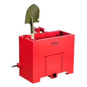 fathersdaygift VEVOR Ballast Box, 3-Point Category 1 Tractor Ballast of 800lbs Capacity, for 2 Inch Hitch Receiver, Heavy-Duty Steel 4.3 ft Large Volume Loader Attachment with Sliding Door, Red