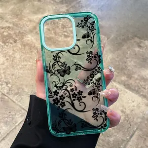 Phone Case iPhone 17 Air 16 Plus 15 Pro Max 14 13 12 11 Lines of Flowers Pattern skin-friendly feel Non-Yellowing Shockproof Soft Silicone Lightweight Transparent Cover