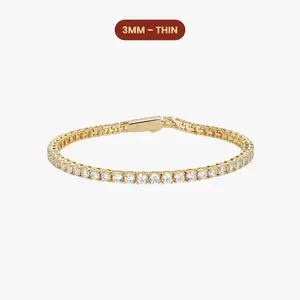 JAXXON - Women's Tennis Bracelet - 3mm - Gold - Box Clasp