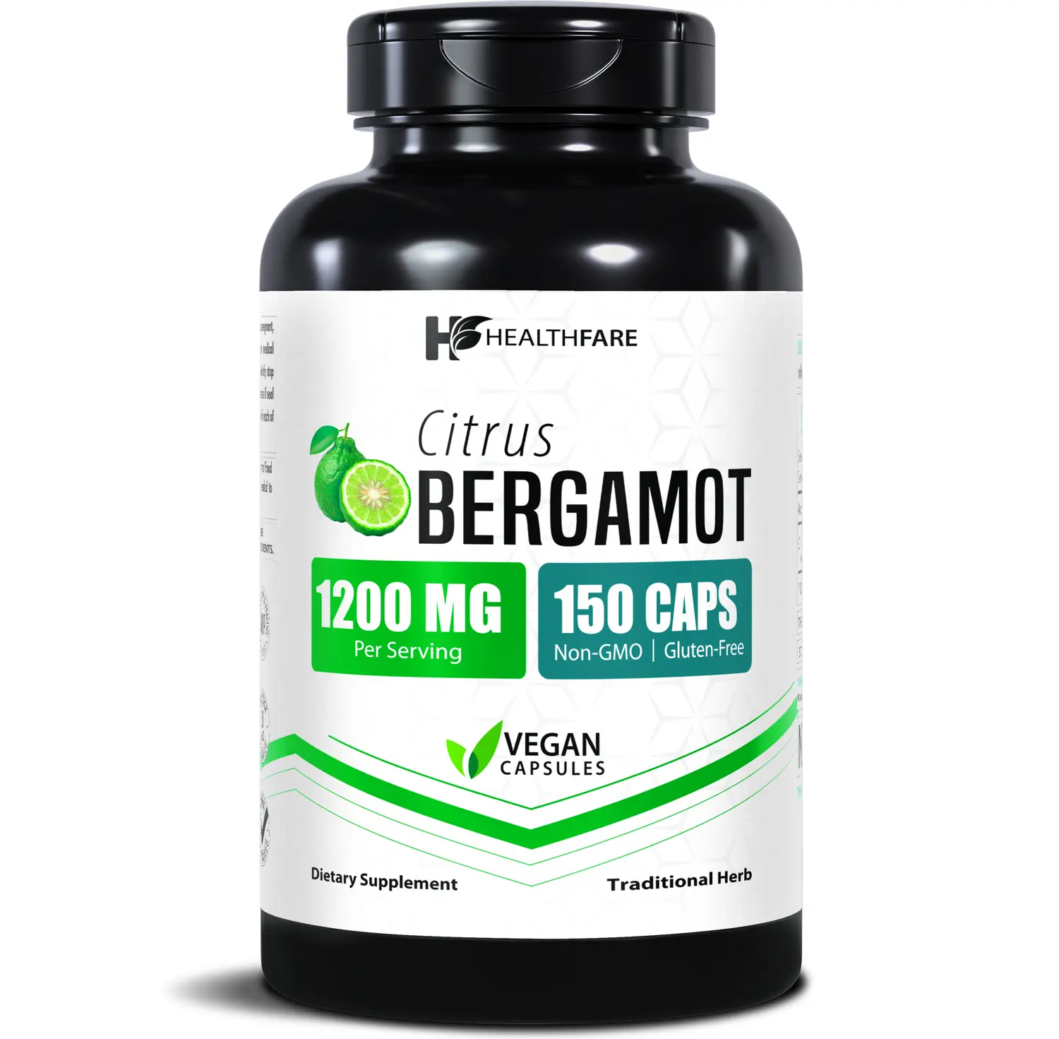 HealthFare Citrus Bergamot 1200mg | 150 Vegan Capsules | Plant-Based Supplement | Non-GMO | Gluten-Free | Made in USA
