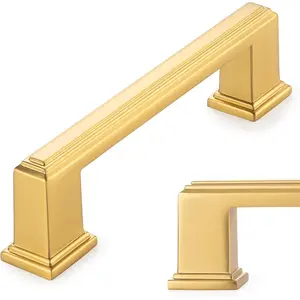 Brushed Gold Cabinet Pulls Gold Cabinet Handles, 10 Pack 3-3/4 Inch Brushed Gold Hardware for Kitchen Cabinets Drawer Dresser Cupboard Bedroom Bathroom