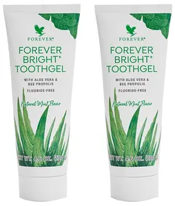 Pack of 2 / Forever Living - Bright Toothgel, Fluoride-Free Aloe Vera Gel with Bee Propolis, Peppermint-Spearmint Flavor, 4.6 oz, 2 Pack