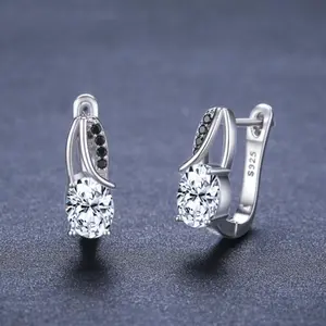 Copper Zircon Rhinestone Stud Earrings, European and American Style, Fashionable All-Match Earring for Women