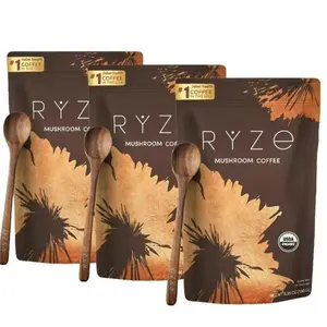 RYZE Mushroom Coffee 6 Adaptogenic Mushrooms Organic Instant MCT Oil USA Grown 30 Servings for Energy Focus Digestion Immunity Cordyceps Taffy Beverage - Healthcare, Vitamin