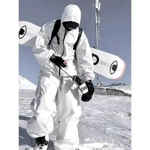Men’s White Thickened Ski Pants with Fleece Lining, Waterproof, 3‑in‑1 Softshell Design, Windproof and Cold‑Resistant, Suitable for Motorcycling