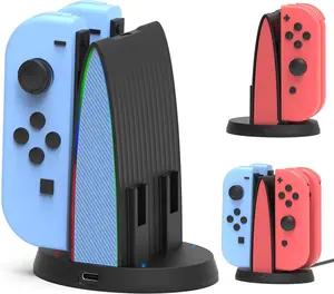 Controller  Dock for   JoyCon, Joy Con Charger Station Compatible with OLED, 4 in 1 JoyCons   Accessories with LED Indication and USB Type-C Cord