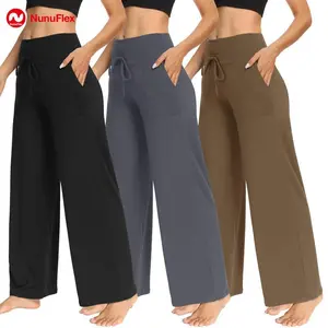 Women’s loose drawstring pants, 3-piece wide-leg pants, comfortable fabric sleepwear and loungewear, suitable for all seasons for outdoor/indoor wear GARMENTARY